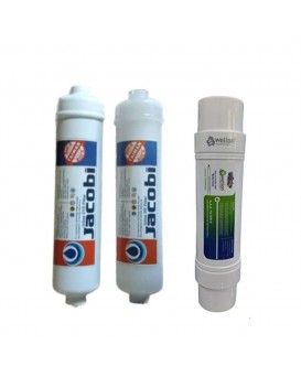 Wellon Jacobi Inline PP Filter + Inline CTO Filter + WELLON 9 Inch Antioxidant Alkaline Filter for RO Water Purifier System